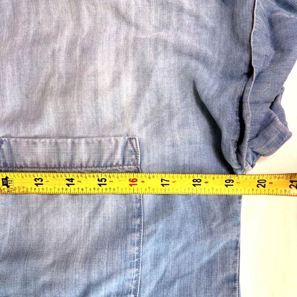 Cloth & Stone Tencel Short Sleeve Button Down Shirt Light Wash Blue XS C2685 - Picture 3 of 5
